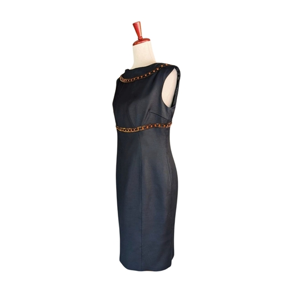 Boden Black Sleeveless Scoop Back Beaded Sheath Dress Size 8 - Picture 4 of 10